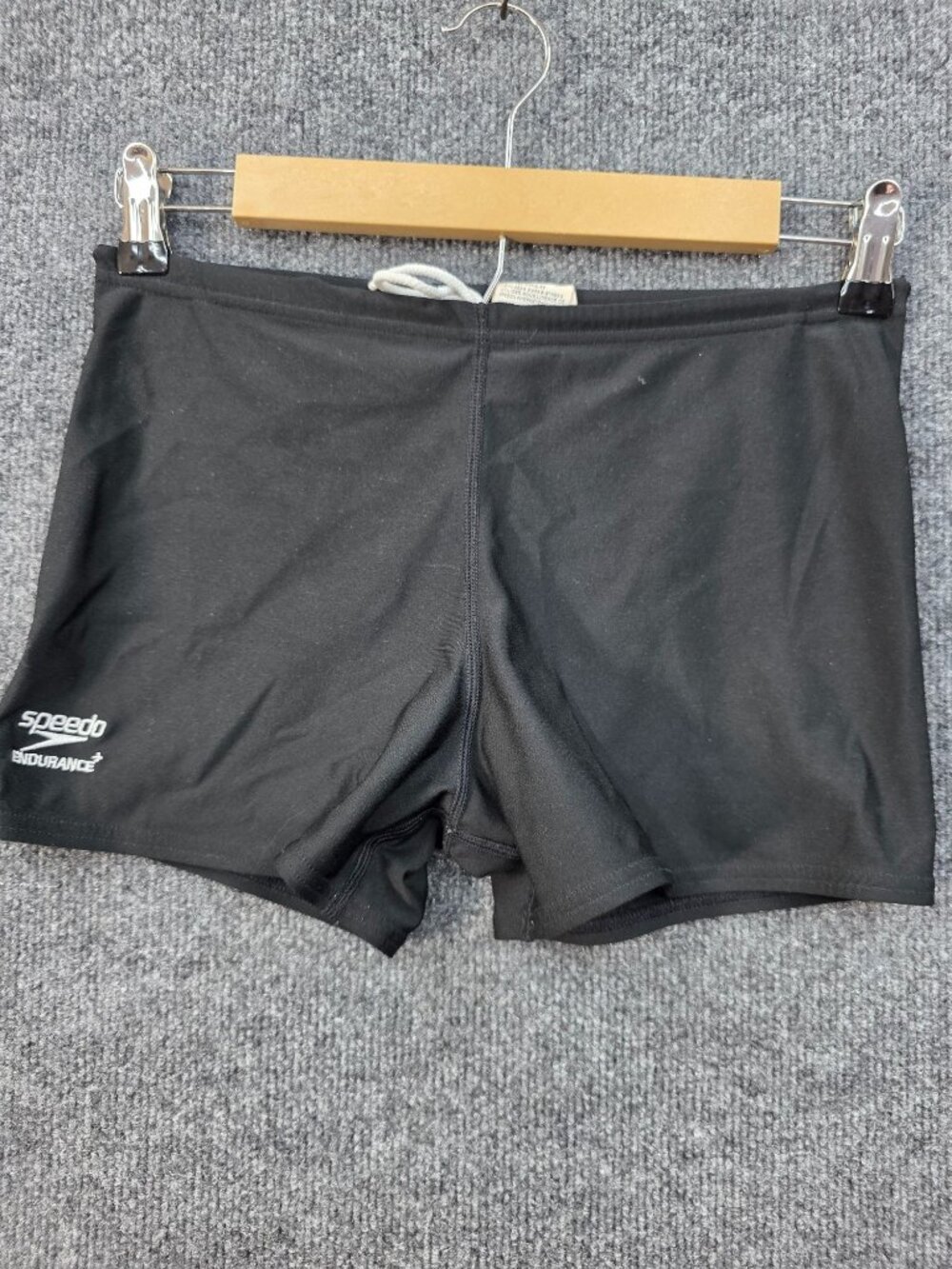 Speedo Square Leg Swim Trunks Sz 32 Black Athletic Sportswear Poolside Swimwear
